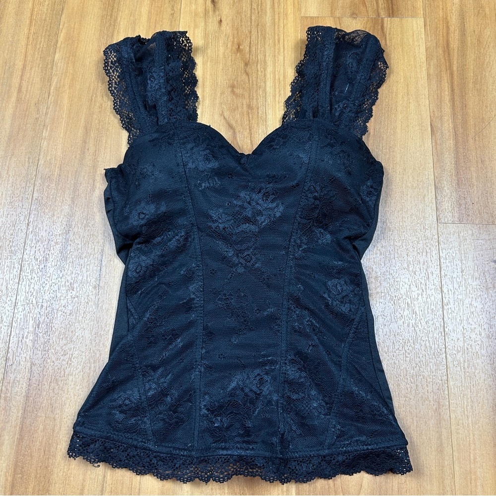 Spirit Black Lace Corset Bustier Top Underwire Shapewear Womens Small Soft Wear